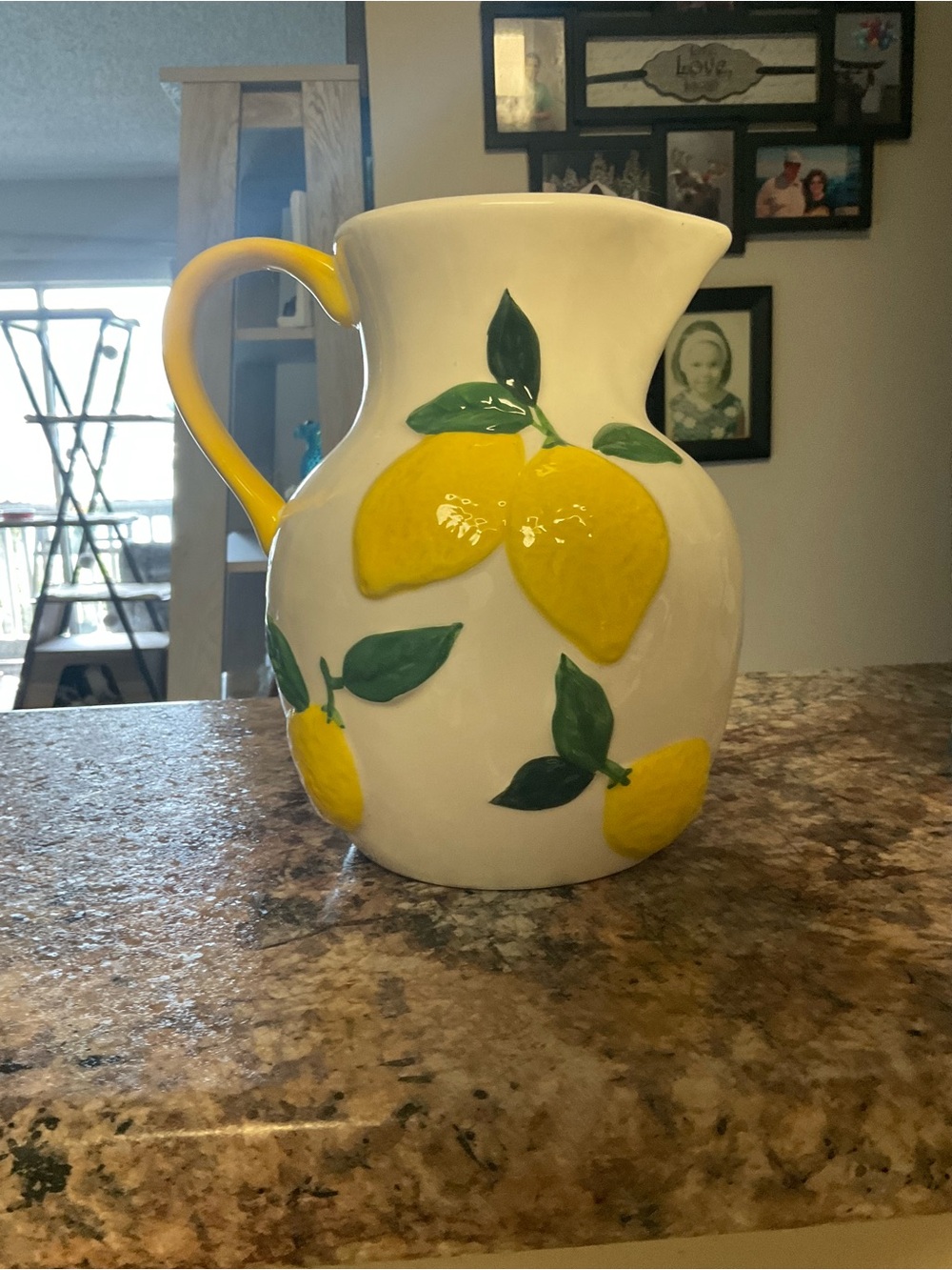 Hand-Painted Ceramic Lemon Pitcher - White and Yellow